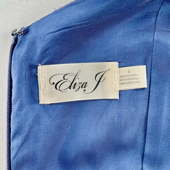 Eliza J Navy and Pale Pink Floral Ball Gown - Picture 3 of 17